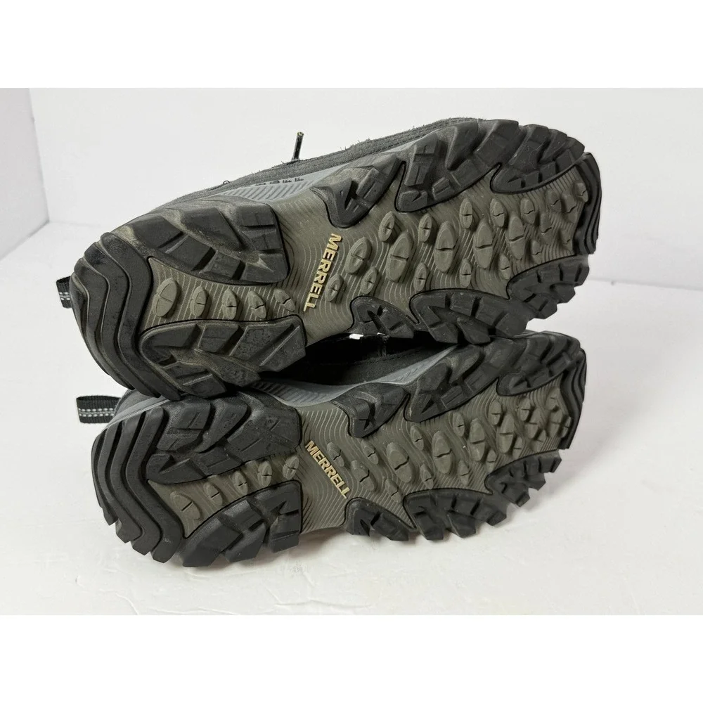 Merrell Alverstone Mens Hiking Shoes Black Charcoal Suede Mesh J036305 Size 8.5